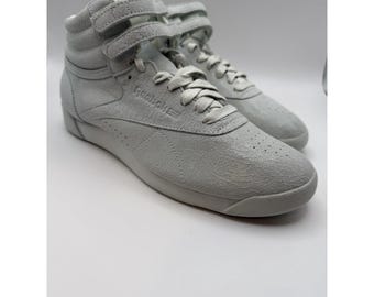 Vintage Reebok Freestyle Hi White High Tops Women's 8.5 Y2K 80s Retro Fitness