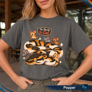 Ball Python Shirt, Snake Shirt, Herpetology Tee, Funny Snake Gift, Too Moody to Eat, Reptile Lover Shirt, Cute Mouse, Comfort Colors 1717