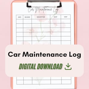 Cute Car Maintenance Log, Vehicle Maintenance Tracker, Auto Service Log