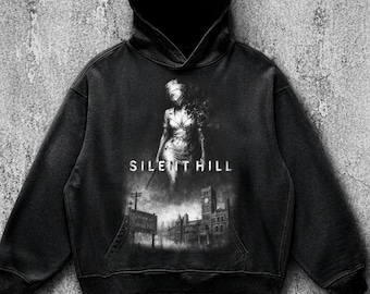 Sweat à capuche rétro Silent Hill Survival Horror Game, T-shirt Infirmière, Vêtements épais délavés au style vintage, Cadeau idéal pour les fans de jeux vidéo