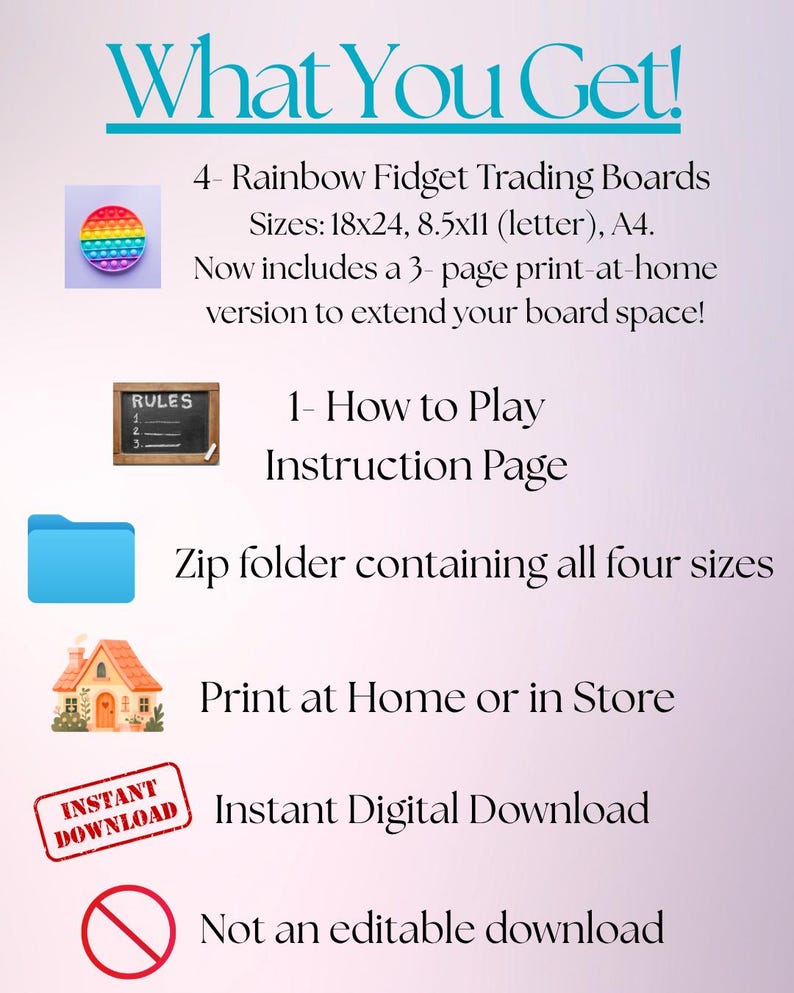 Fidget Trading Board Printable | Kids Activity | Instant Download ...