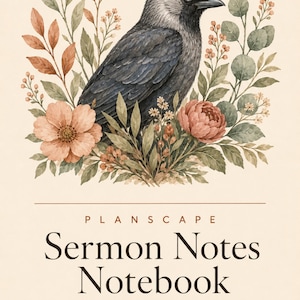 Sermon Notes Notebook Undated Printable, Church Message Notes, Sermon Series Tracker, Takeaway Pages and Questions Log image 1