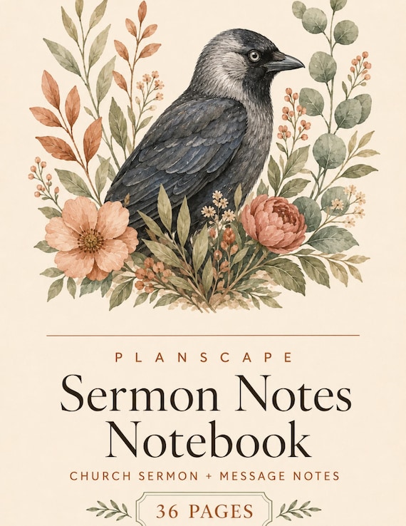 Sermon Notes Notebook Undated Printable, Church Message Notes, Sermon Series Tracker, Takeaway Pages and Questions Log