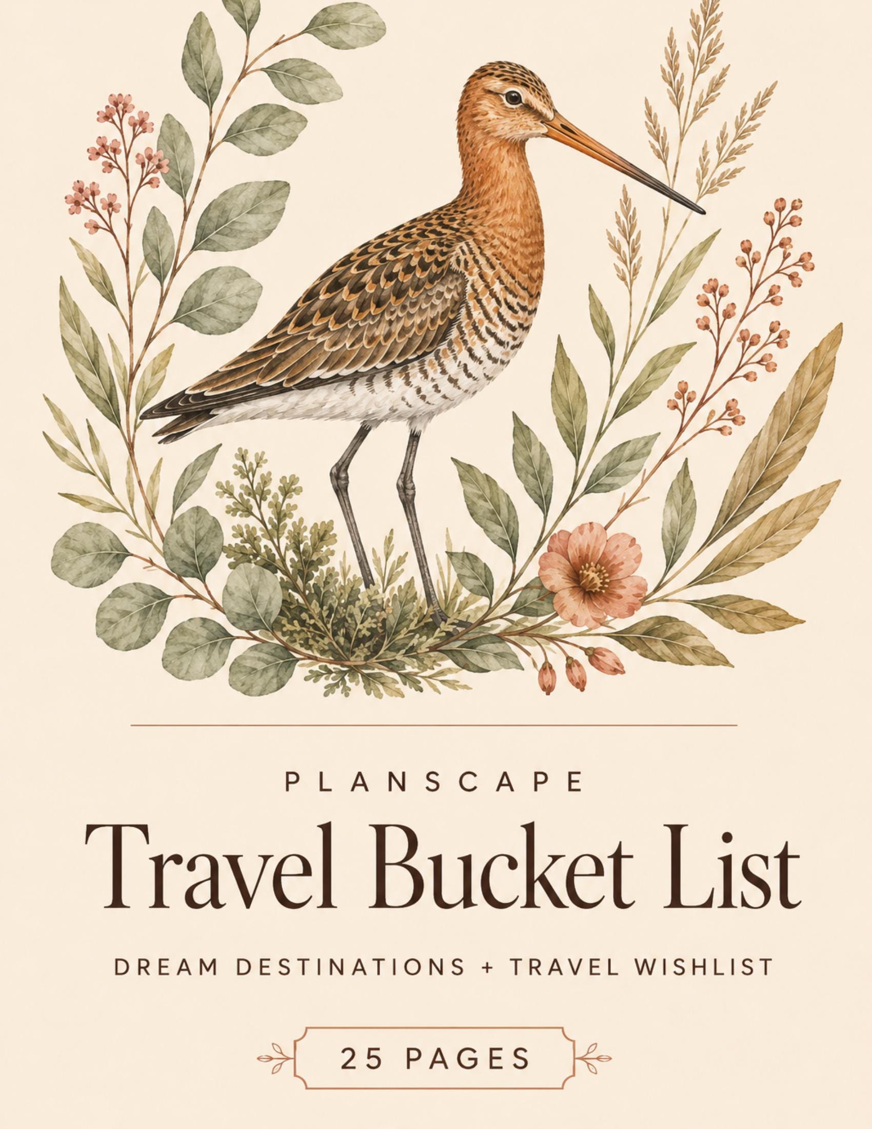 Travel Bucket List Printable, Dream Destination Pages, Trip Wishlist, Experiences to Try, Seasonal Trip Ideas and Travel Log