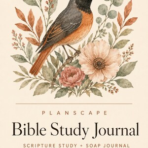 Bible Study Journal Undated Printable, SOAP Study Method Pages, Book Study, Word Study and Scripture Reflection Notebook
