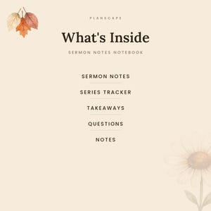Sermon Notes Notebook Undated Printable, Church Message Notes, Sermon Series Tracker, Takeaway Pages and Questions Log image 3