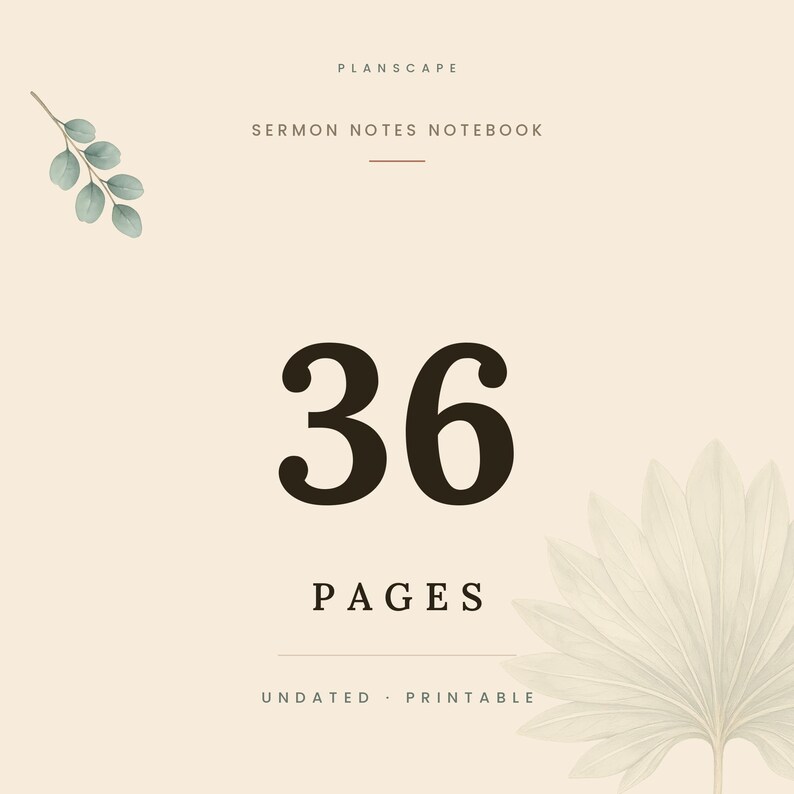 Sermon Notes Notebook Undated Printable, Church Message Notes, Sermon Series Tracker, Takeaway Pages and Questions Log image 5