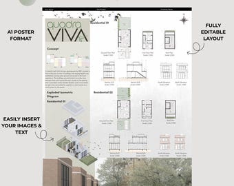 Architektur Poster Vorlage | A1 Präsentationstafel | Bearbeitbares Canva Layout