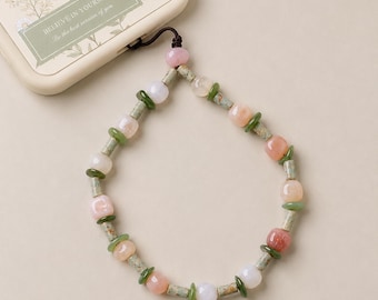 Natural Gemstone Phone Charm, Agate Beaded Wrist Strap, Jade Phone Wristlet, Camera Wrist Strap, Bag Charm, Handmade Phone Lanyard