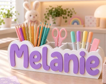 Personalised Name Desk Organiser | Custom Pencil Holder | Kids Room Decor | 3D Printed Pen Holder | Personalized Gift