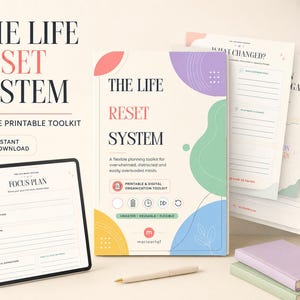 ADHD Friendly Planner Printable, 60 Page Life Reset Workbook, Executive Function Toolkit, Undated A4 PDF, Instant Download