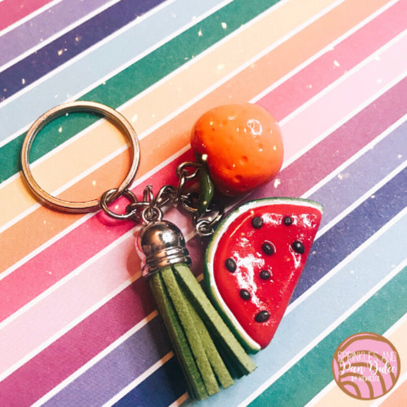 Cute Watermelon and Orange Keychain Polymer Clay Keychain Etsy
