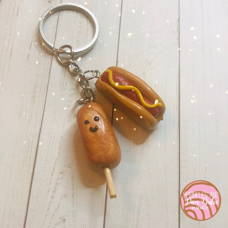 Cute Kawaii Hot Dog and Corn Dog Keychain Hot Dog Keychain Etsy