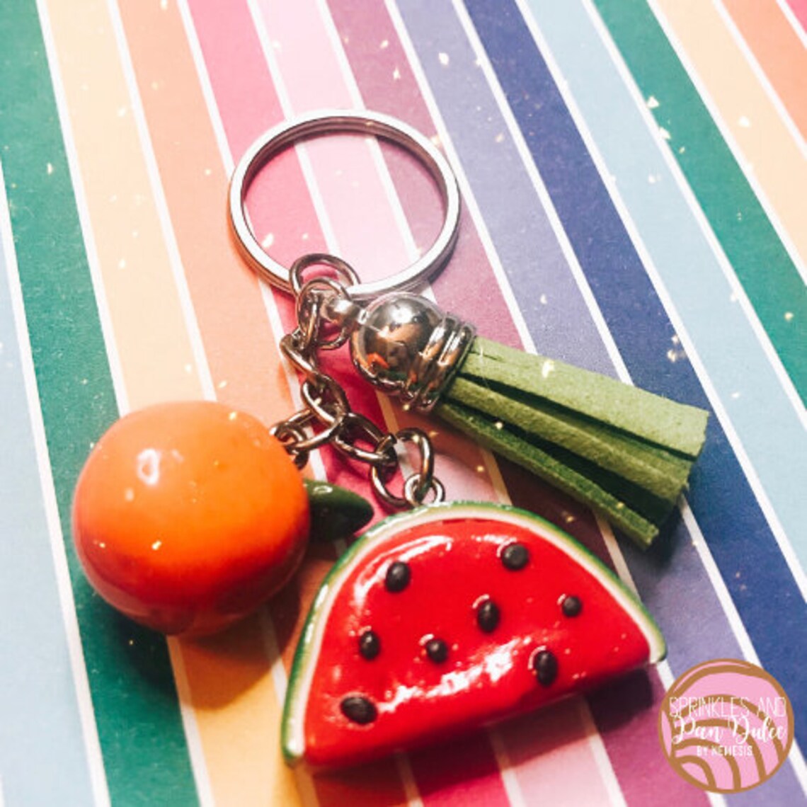 Cute Watermelon and Orange Keychain Polymer Clay Keychain Etsy