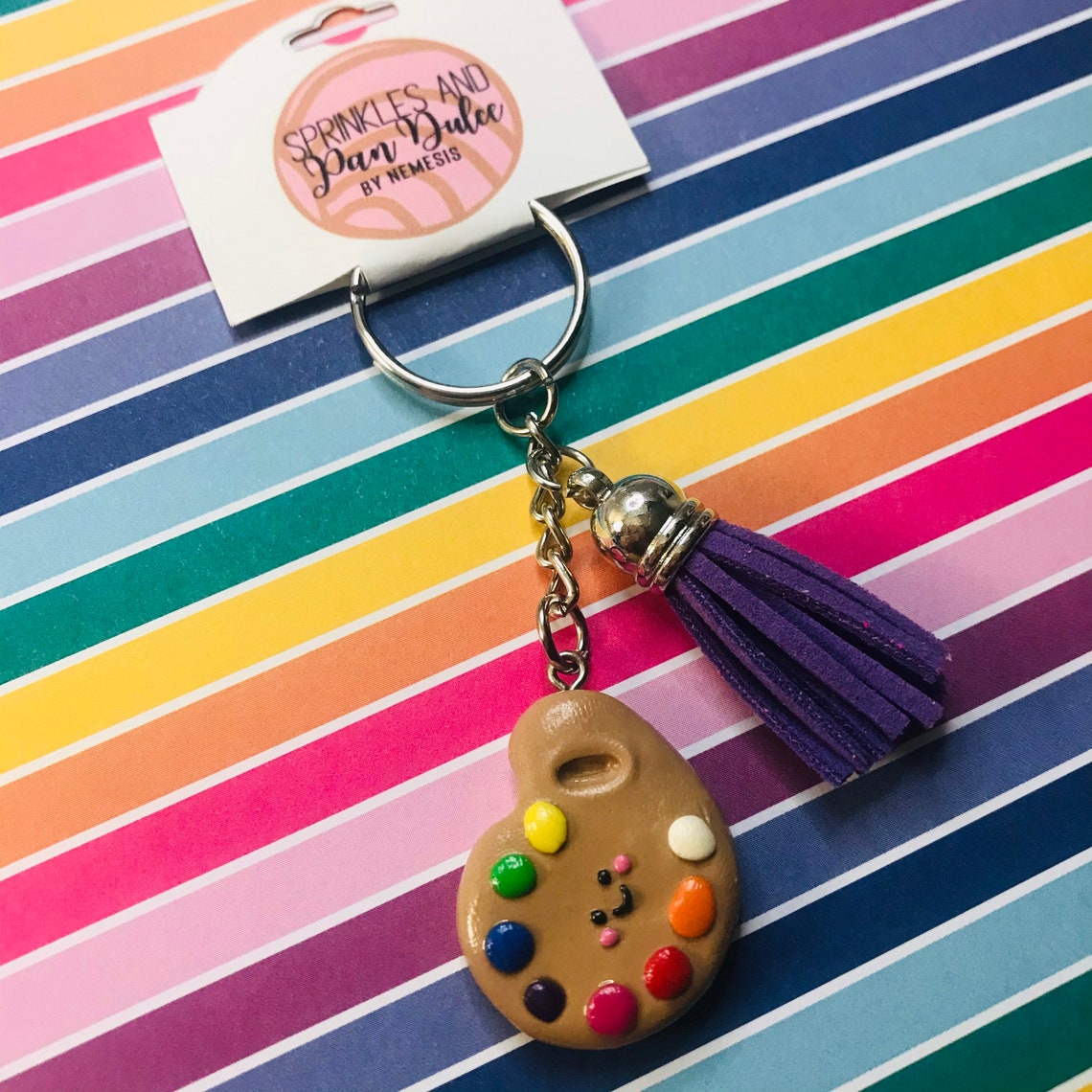 Cute Artist Palette Keychain Paint Keychain Keychain Etsy