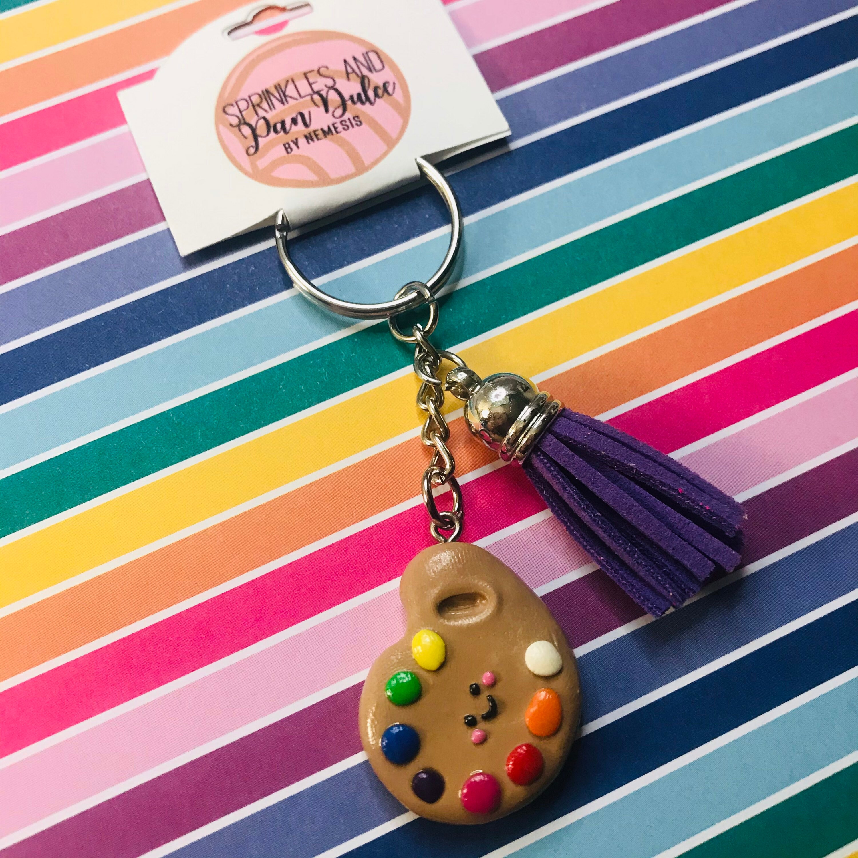Cute Artist Palette Keychain Paint Keychain Keychain Etsy