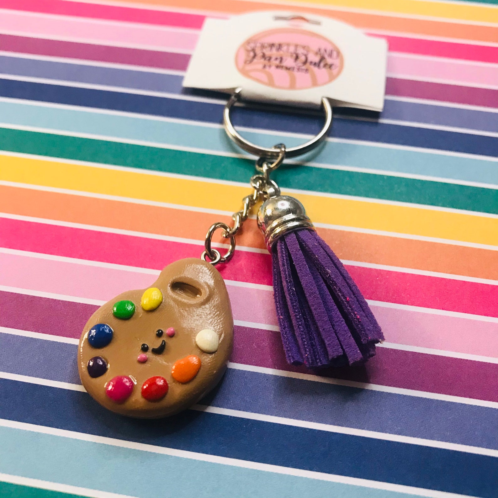 Cute Artist Palette Keychain Paint Keychain Keychain Etsy