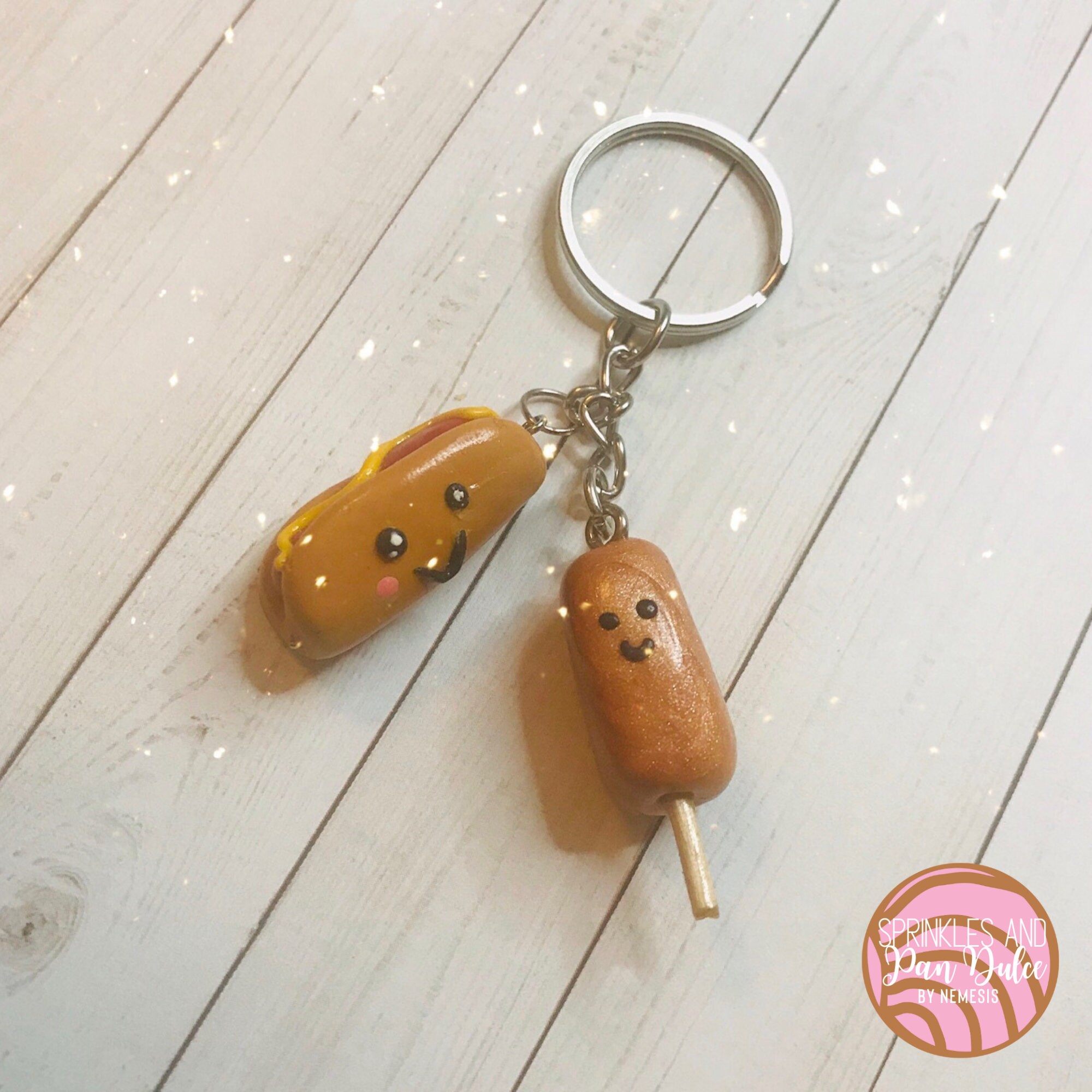 Cute Kawaii Hot Dog and Corn Dog Keychain Hot Dog Keychain Etsy
