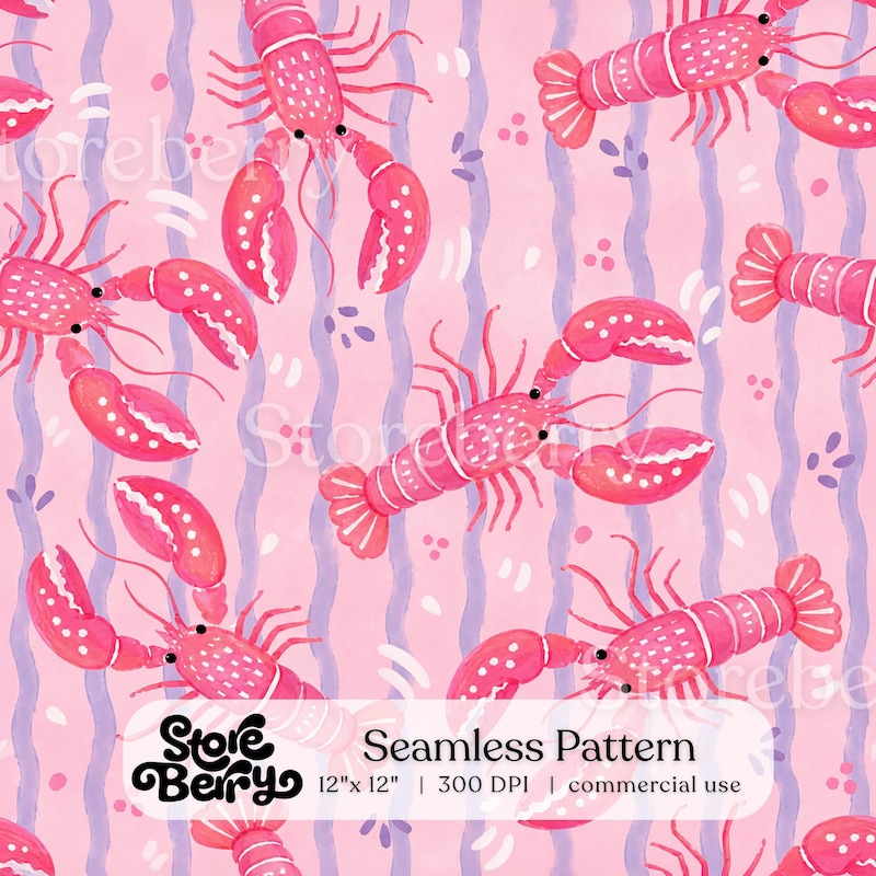 Pattern Loster Lobster Art Fabric - Etsy UK