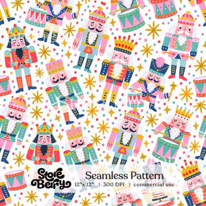 Fantasia senza cuciture con schiaccianoci stravagante, tessuto natalizio rosa preppy, carta fantasia digitale