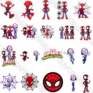 Spidey och hans fantastiska vänner PNG-paket | 20 söta superhjältetecknade PNG-bilder för klistermärken och pyssel