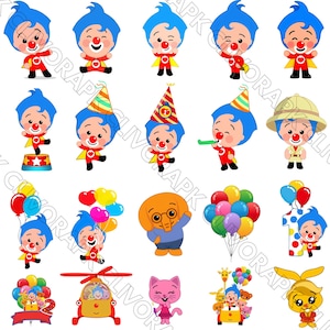 Pacchetto PNG di Plim Plim / 30 simpatici personaggi dei cartoni animati in formato PNG per adesivi, lavoretti e progetti digitali