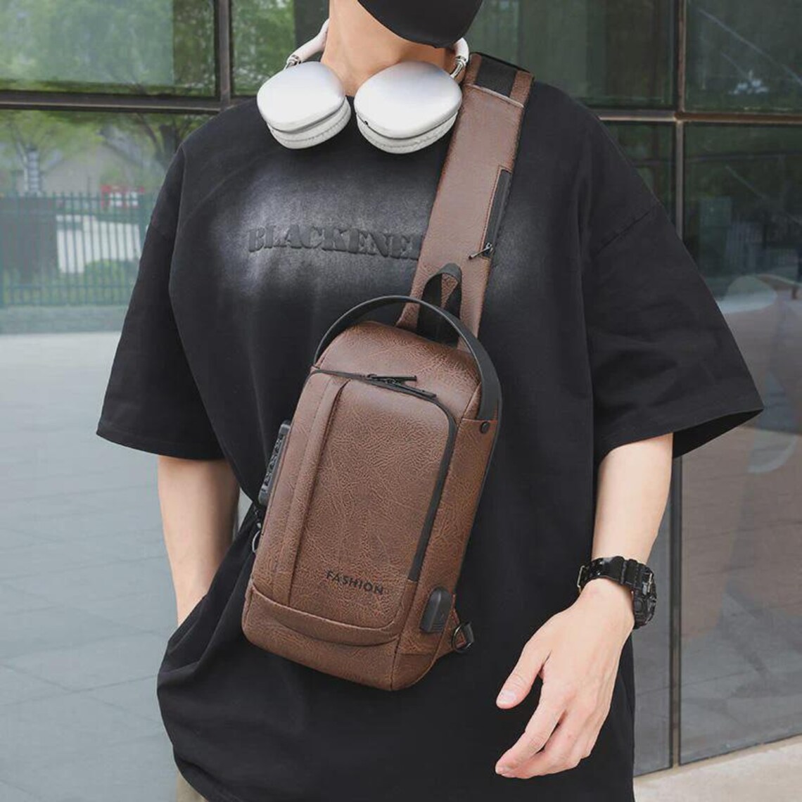 Handmade Buffalo Leather Messenger Crossbody  Shoulder Bags Rustic Vintage Handbag Work and Travel Unisex Bag Valentines Gift, foto 3 di 5