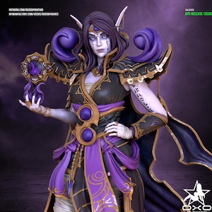 Xalatath Statue Hand Painted Resin Figure Dark Elf Sorceress Fantasy Collectible Fan Art Figurine Gift