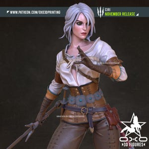 Ciri Statue Figure Hand Painted Resin Collectible Cirilla Fantasy Warrior Figurine Fan Art Gift