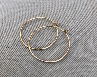 Gold hoop earrings- gold filled thin hoop earrings- 1 inch round - gold filled
