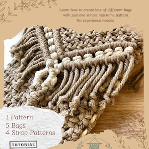 Instructies voor een macramétas (PDF) voor beginners – 1 doe-het-zelf boho-patroon voor 5 tassen, digitale download (DE/EN), telefoontasje, minitasje, clutch en nog veel meer.