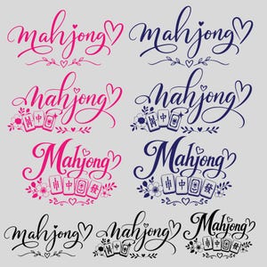 Lot de fichiers SVG Mahjong, design élégant de tuiles Mahjong, fichier de découpe Mahjong chinois pour Cricut, 9 motifs à télécharger instantanément