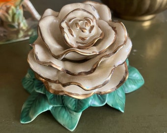 Magnolia Vintage Flower Home Decor / Ceramic Vintage Home Decor / Glazed Flower / Unique/ Flower Display