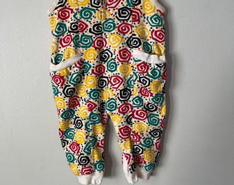 Vintage Baby One Piece Romper Geometric Quirky Kooky 90s Baby Made by BabyCrest in Israel 6/9M Vintage Kids Clothes
