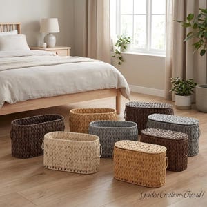Oval Plastic Wicker Toilet Paper Basket, Freestanding Storage for Bathroom or Living Room