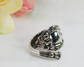 Sterling Spoon Ring, Vintage Lady Claire Silverware Ring, Sterling silverware jewelry,Floral Sterling Ring,1914 Sterling Spoon Ring(mcfS133)