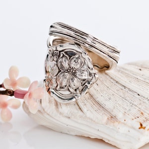 Spoon Ring, Orange Blossom Spoon Ring, 1910 Silverware Spoon Ring, Vintage Spoon Ring, Floral Silverware Ring, Silverware Jewelry (mcf168)