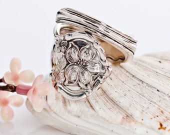 Spoon Ring, Orange Blossom Spoon Ring, 1910 Silverware Spoon Ring, Vintage Spoon Ring, Floral Silverware Ring, Silverware Jewelry (mcf168)