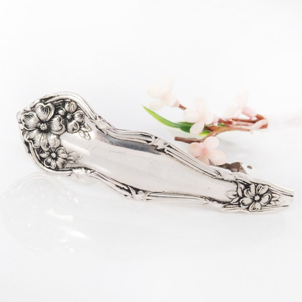 Hair Barrette - Arbutus Silverware Spoon Barrette - Vintage Silverware Barrette -French Clip Barrette - Silverware Spoon Jewelry (mcf H002)