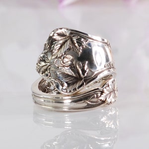 Sterling Spoon Ring, Edgewood Sterling Spoon Ring, 1950 Sterling Silver Ring, Vintage Sterling Jewelry, Leaf Silverware Ring  (mcfS126)