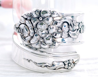 Vintage Spoon Ring, Moss Rose Spoon Ring, 1949 National Silverware Ring, Rose Spoon Jewelry, Choose Size 7 to 11 1/2 (mcf 068)