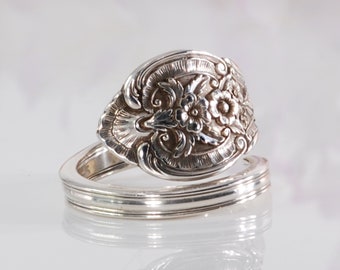 Sterling Spoon Ring, Springtime Sterling Spoon Ring, 1935 Vintage Spoon Ring, Silverware Jewelry, Sterling Spoon Jewelry (mcfS141)