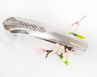 Vintage Spoon Hair Barrette, Allure Spoon Hair Barrette, French Clip Silverware Barrette, 1939 Spoon Jewelry (mcf H37)
