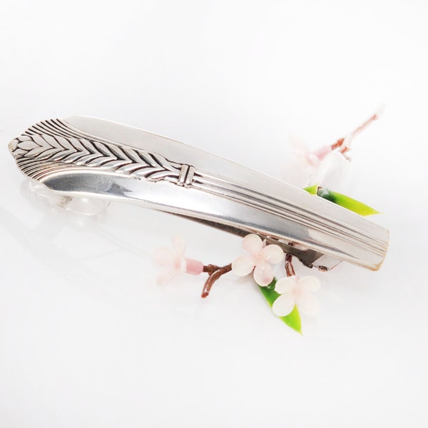 Vintage Spoon Hair Barrette, Allure Spoon Hair Barrette, French Clip Silverware Barrette, 1939 Spoon Jewelry (mcf H37)