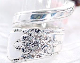 Spoon Ring, Mountain Rose Silverware Ring, 1954 Vintage Silverware Jewelry, Wild Rose Spoon Ring, Choose Your Size 5 1/2 to 11 1/2 (mcfR7)