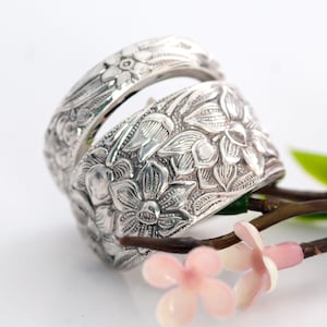 Sterling Spoon Ring, Narcissus Spoon Ring, 1936 Sterling Spoon Ring, Vintage Daffodil Sterling Ring, Sterling Silverware Jewelry (mcfS109)