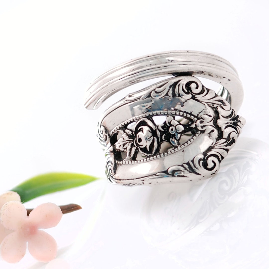 Vintage Sterling Spoon Ring Rose Point Sterling Spoon Ring Etsy