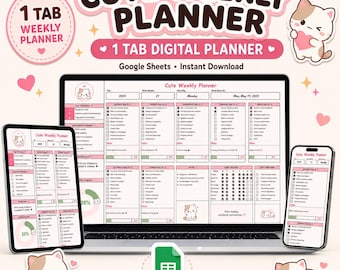 Weekly Planner Spreadsheet | Google Sheets Planner | Habit Tracker | Daily Planner | To Do List | Student Planner | Instant Download