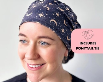 DuoStyle Scrub Hat - Celestial Moons - Women’s Soft Scrub Cap