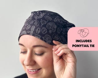 DuoStyle Scrub Hat - Anatomy - Women’s Soft Scrub Cap